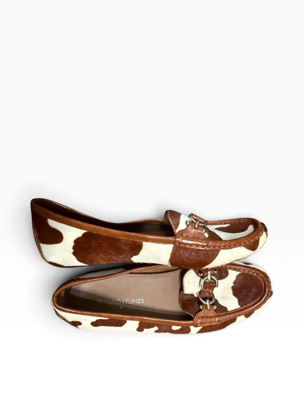 Donald J Pliner Cow Print Calf Hair Leather Bit Driving Loafers size 7